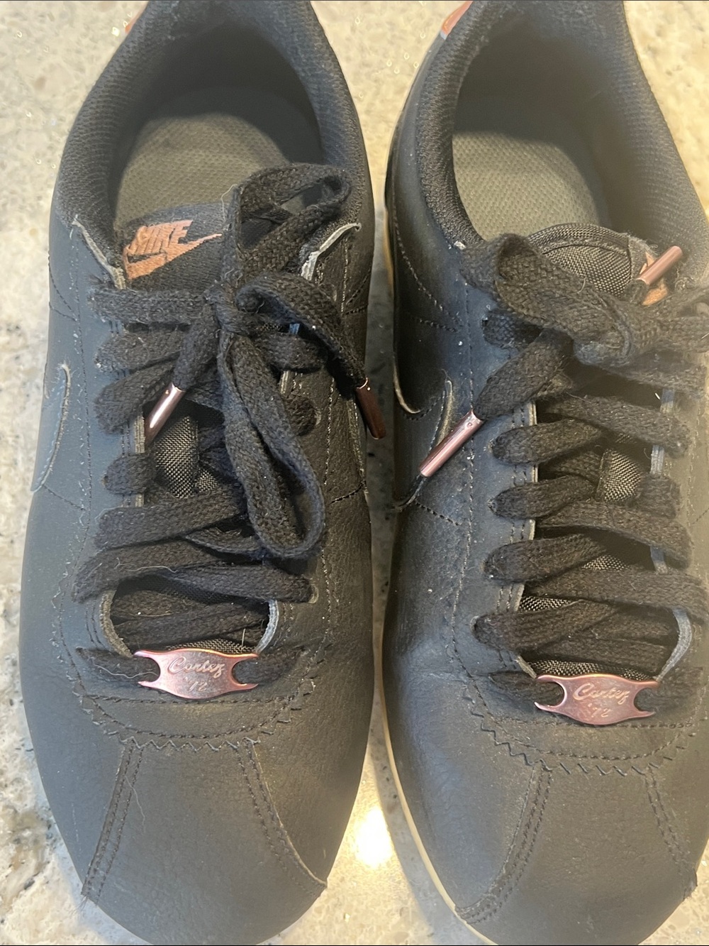 Nike Classic Cortez Bronze Heel Black Leather Sneakers Size 6.5 Like new - Picture 6 of 9